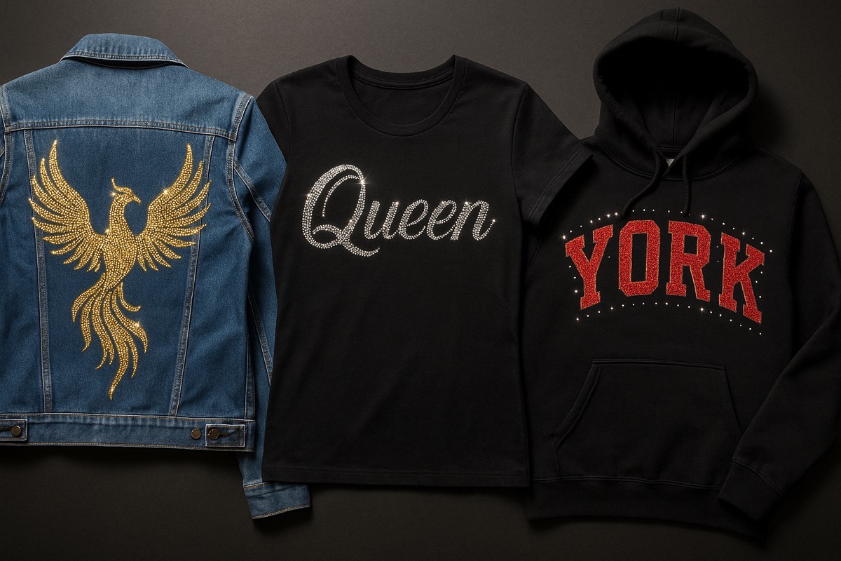 Rhinestone bling apparel โ tees, hoodies, and shirts by Sparkle Fire