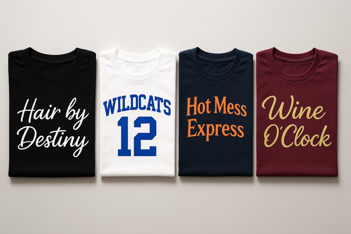 Custom rhinestone tees made at Sparkle Fire Design Studio