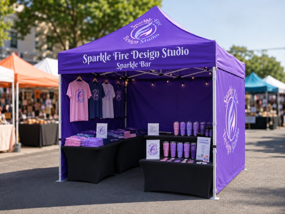 Sparkle Fire booth at an outdoor street fair event